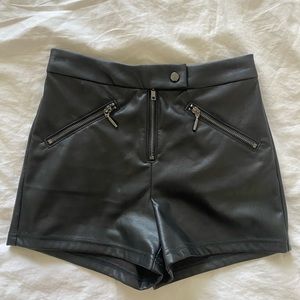 Faux butter leather mini shorts
